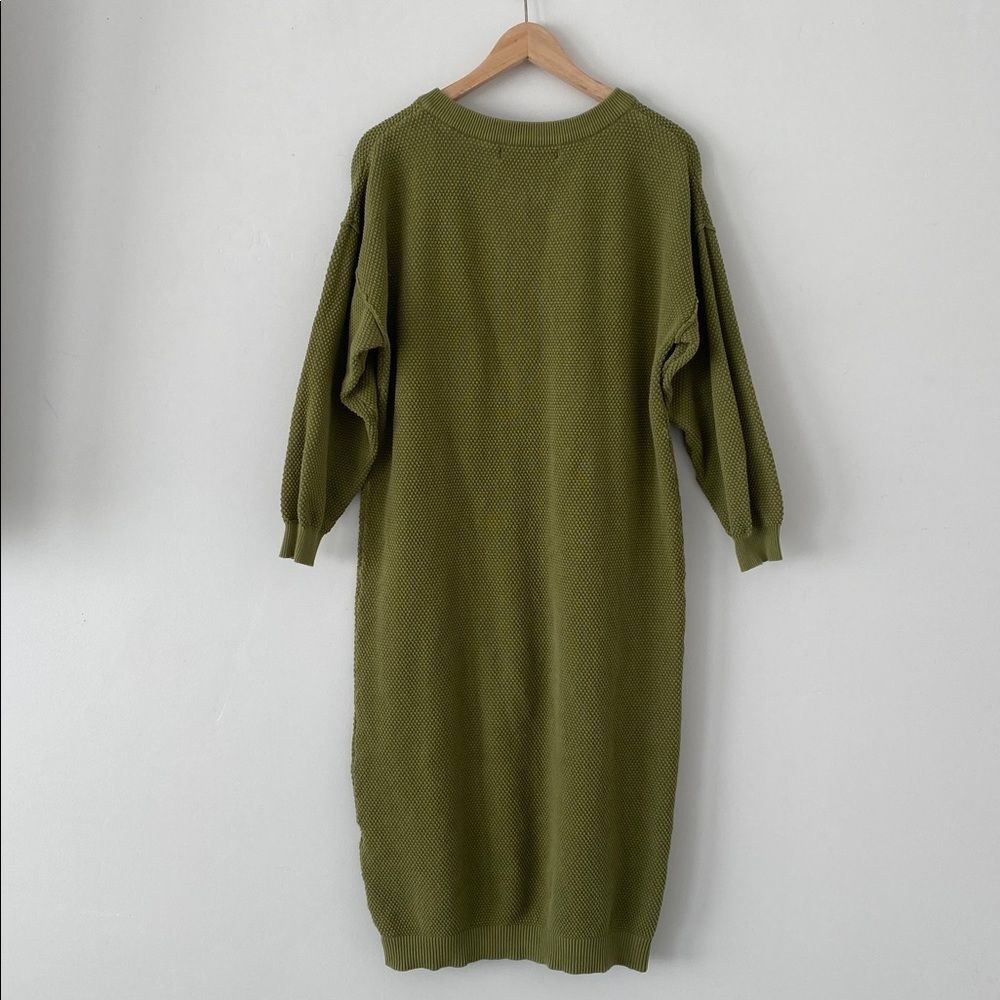 Free People FP Beach Olive Cotton Knit Sweater Dress Sz S Relaxed Fit Vacation - Picture 5 of 12